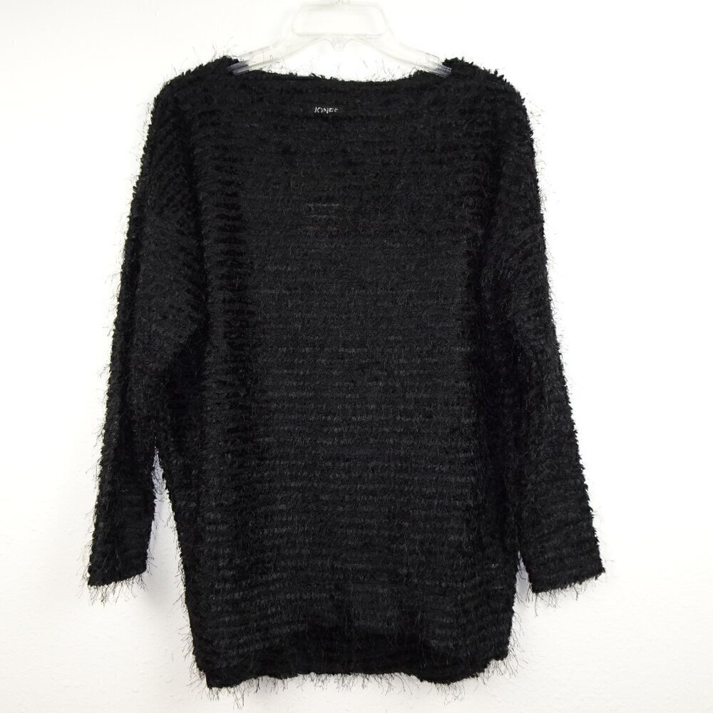 Jones New York Eyelash Sweater Top Women's Size S Black Pullover Fuzzy